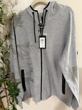 CSG. Active Light Gray Full-Zip Hoodie with Black Accents
